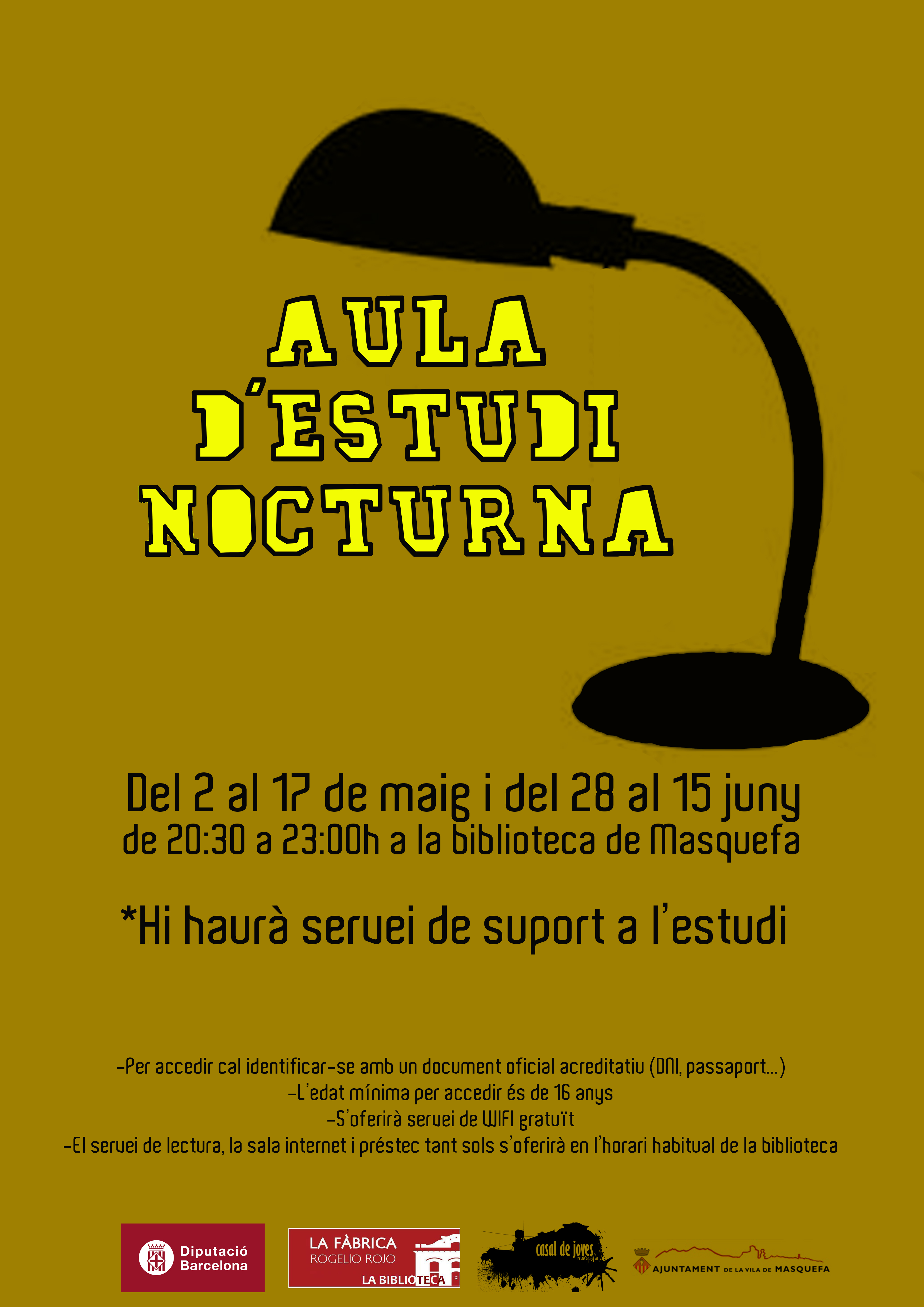Cartell de l’Aula d’Estudi Nocturna 2018