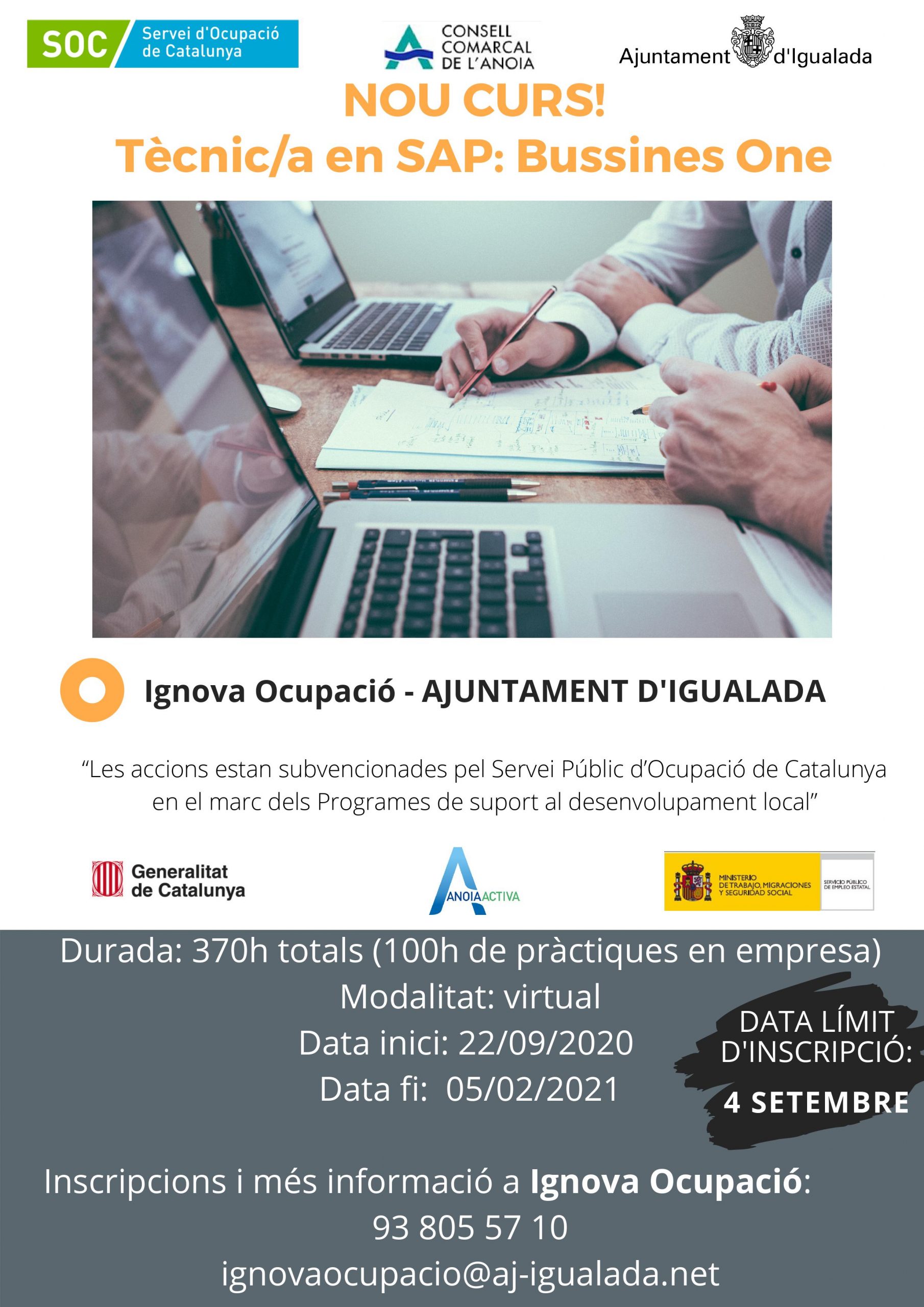 El projecte Anoia Activa proposa un nou curs per esdevenir tècnic en ‘SAP: Bussines One’