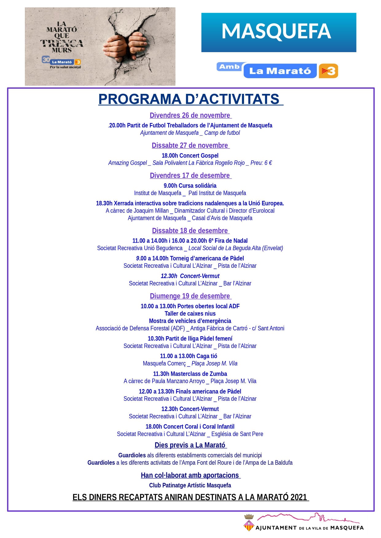 Masquefa, un any més al costat de La Marató de TV3